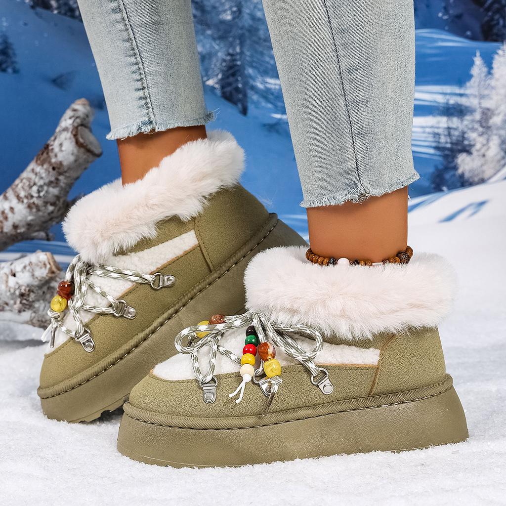 Fashion Luxury Fluffy Furry Fur Boots Woman's Ankle Booties 2025 Winter Ankle Boots Women Platform Shoes Antiskid Waterproof Ski Boots