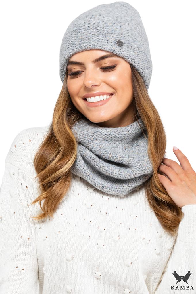 Badalona-Women' Set: Hat + Scarf, Cotton, Gray