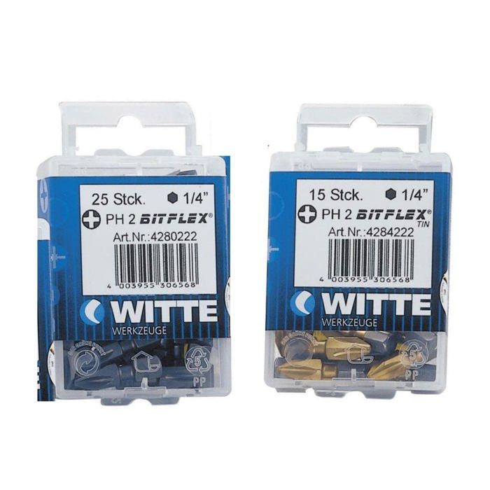 Witte - 4279722 - 427972 - Puntas Destornillador En Cajita De Plastico - Largo 25 Mm - PH 2 DIAMOND FLEX - 5 Unidades.