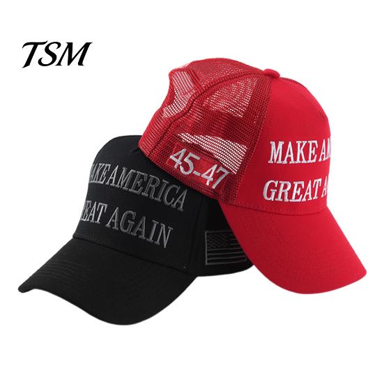 Cotton Polyester Hat Baseball Letter Embroidery Long Brim Hollow Mesh 2024 President Inspirational Cap Election Campaign American Flag Pattern Rallies