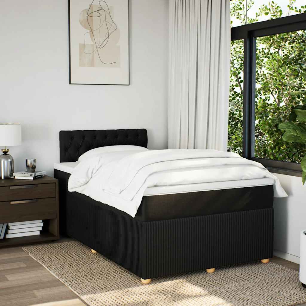 Vidaxl Continental Bed With Mattress, Black, Fabric, 120X200 Cm