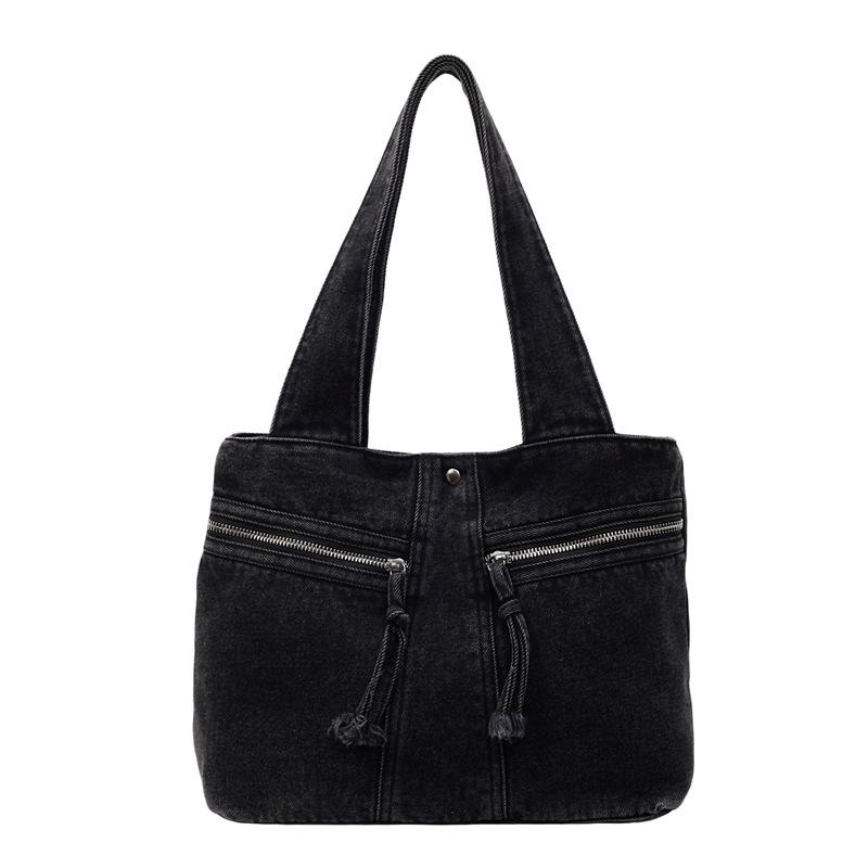 

Retro Large-capacity Bag Fashionable and Casual Single-shoulder Armpit Bag Commuter Tote Bag чорний