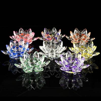 60Mm Quartz Crystal Lotus Flower Crafts Glass Fengshui Ornaments Figurines Gift