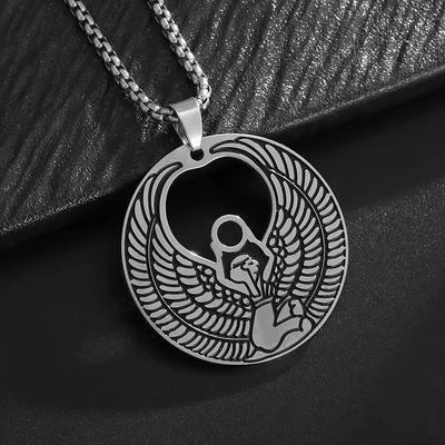 Titanium Steel Cutting Corrosion Smear Necklace Egyptian Isis Goddess Pendant Simple Stainless Steel Necklace
