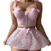 European and American Sexy Lingerie Set Sexy Flower Bow Strap Mesh Skirt Sexy Underwear Set