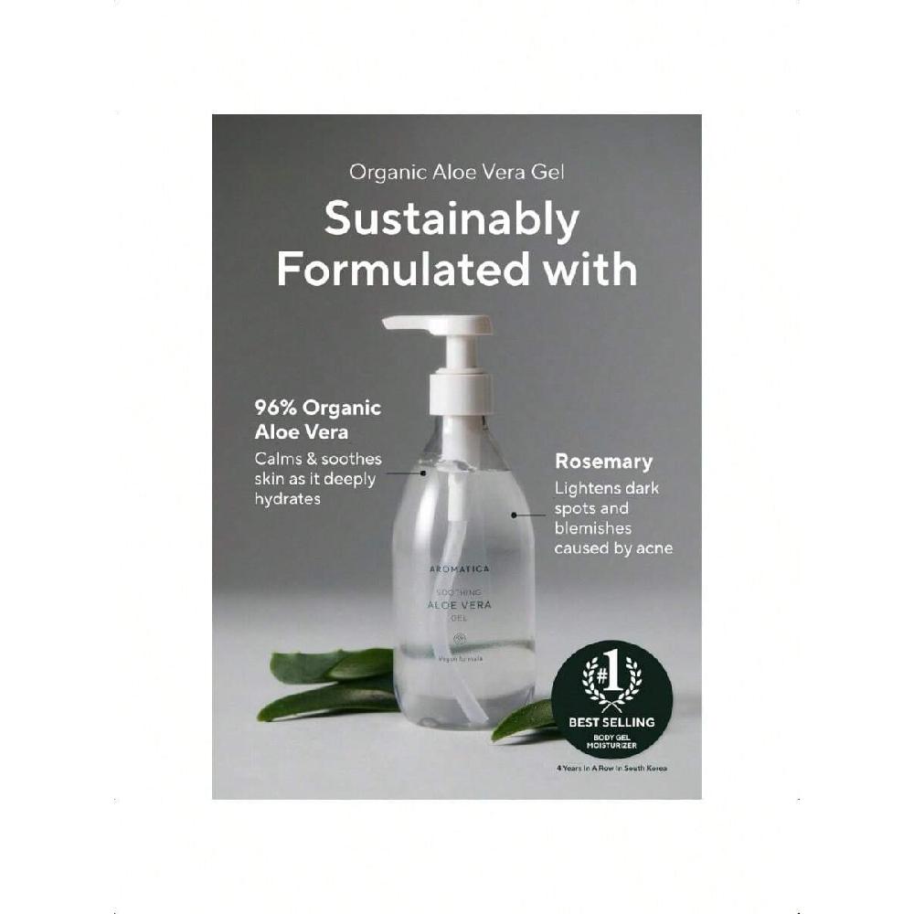 Aromatica Organic Aloe Vera Gel 300ml  After Sun Care And Sunburn Relief With Pure Aloe Vera Gel Face&Hair, Sun Burn Moisturizer EWG Verified