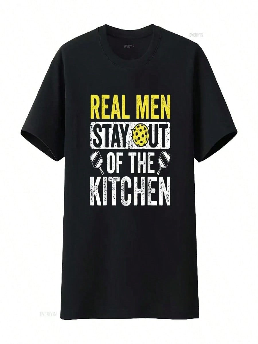 Real Men Stay Out Of The Kitchen T Shirt Pickleball Black Medium Vintage Washed Fashion Comfortable Casual Homme Unisex S разноцветный