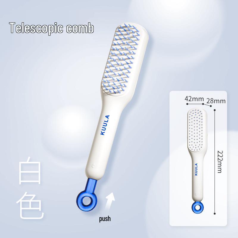 Luxurious Retractable Comb: Anti-Static, Volumizing & Smoothing Scalp Massager for Long Hair белый
