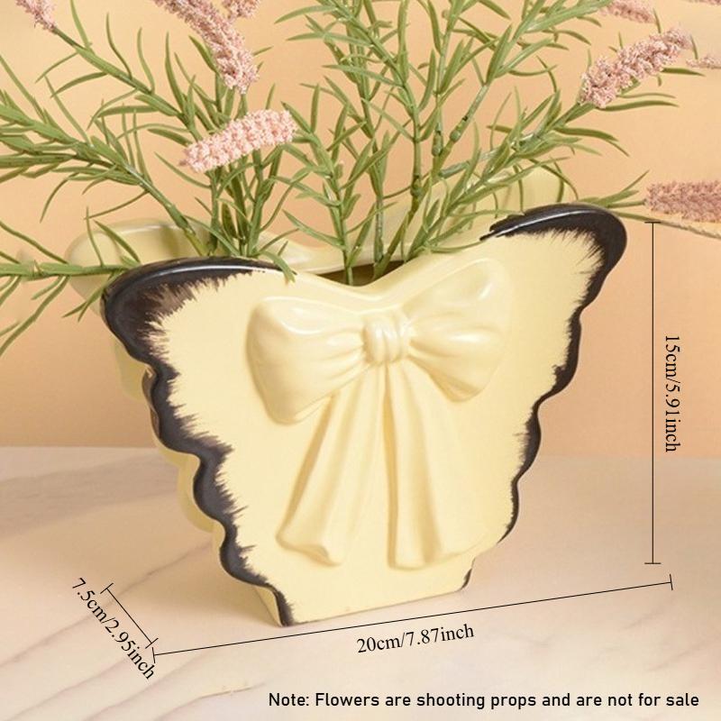 Nordic Ins Style Butterfly Ceramic Vase Ornament Dried Flower Arrangement Container Living Room Bedroom Dining Table Decoration