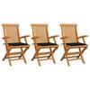Day and Night - Day and Night Garden Chairs 3 Units Solid Teak Wood with Black Cushions