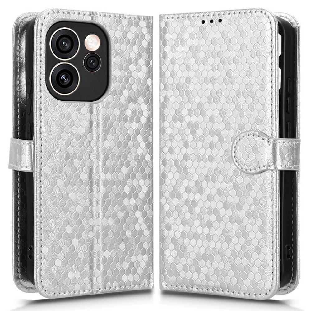 For Oppo Reno15 F 5G Wallet Case Dot Pattern Imprint PU Leather Phone Cover with Wrist Strap