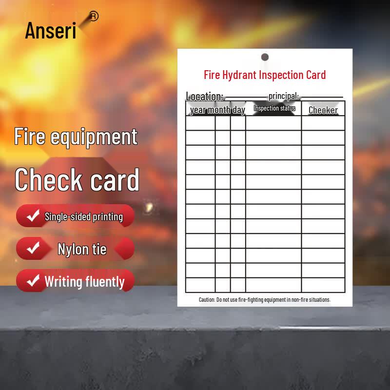 Ancai Rui Fire Safety Inspection Record Cards 100 Cards + Zip Ties