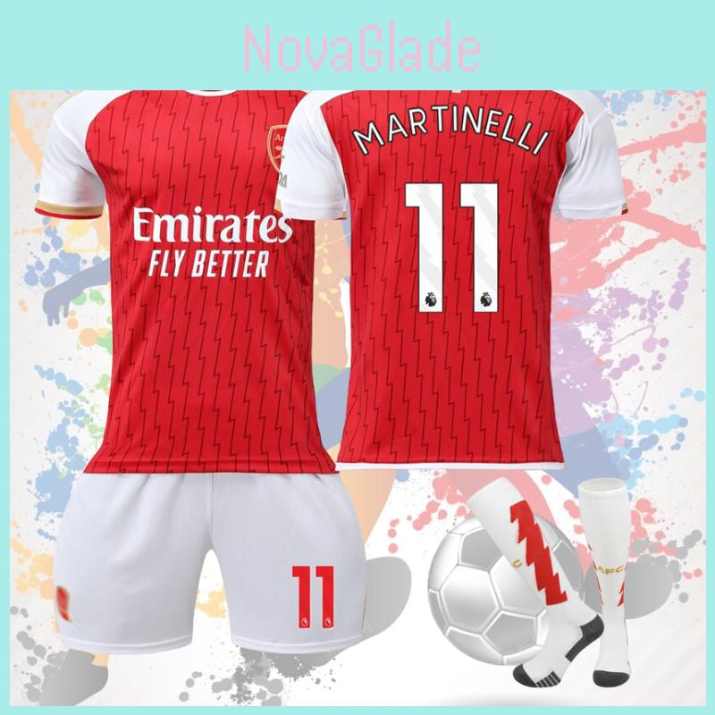 2023-24 Arsenal Home 7 Saka 8 Elneny 9 Jesus 11 Martinelli Football Jersey Sports Apparel For Kids