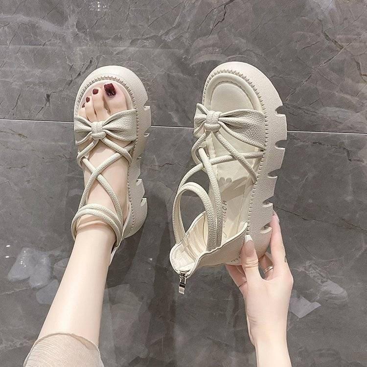 Roman sandals women's 2025 summer outer wear gentle small fragrant style with skirt small height increase muffin platform sandals