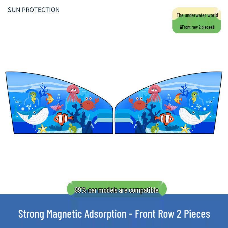 Car Window Privacy Curtains with Sun Shade and Magnetic Anti-Peep Sliding Rail for Rear Seat.