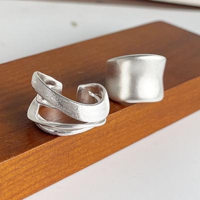 925 Sterling Silver Rings For Women Geometric Fine Jewelry Finger Adjustable Interware Smooth Ring For Party Birthday Gift