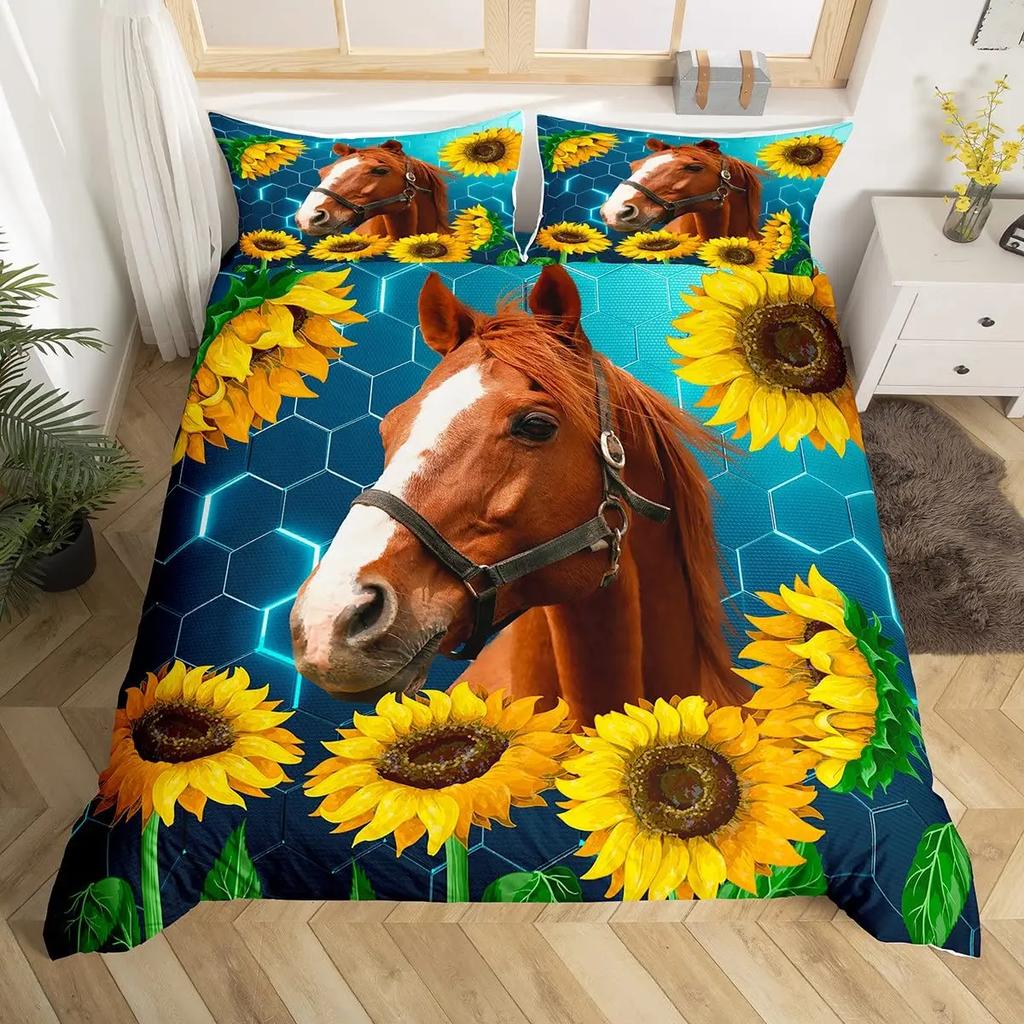 Romantic Horse Couple Twin Duvet Cover SetYou & Me We Got This Country Western Ranch Farm Animal Rustic Farmhouse Bedding Sets