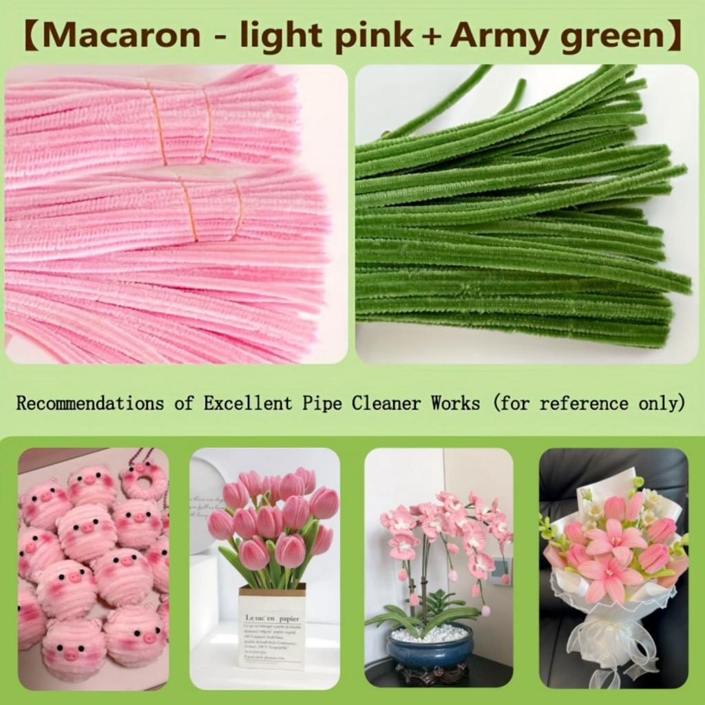 200 Pcs Pipe Cleaners Craft Supplies 2 Assortment Pastel  Color Chenille Stems for Art and Craft Project Creative DIY Decoration