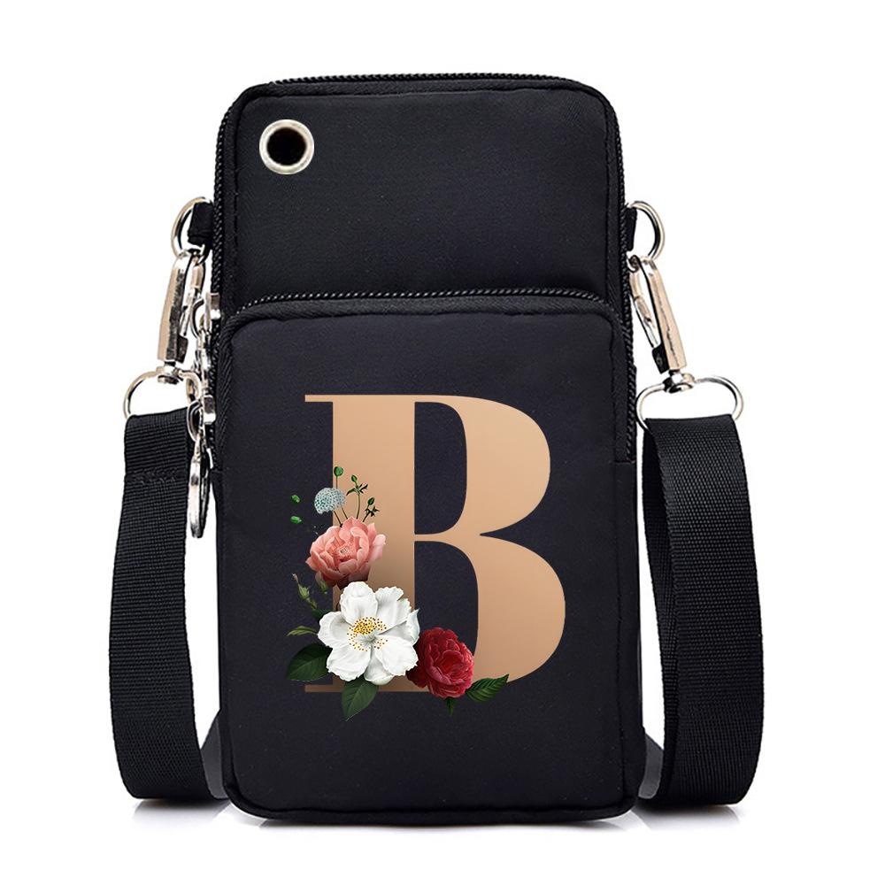 26 letter printed change bag, mobile phone bag to map, light to carry multi-function messenger bag