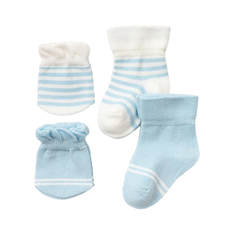 4 Pairs/Set Baby Gloves Socks Bundle 0-3 Months Anti Scratch Soft Mittens Newborn Set Elastic Stockings for Baby Gift