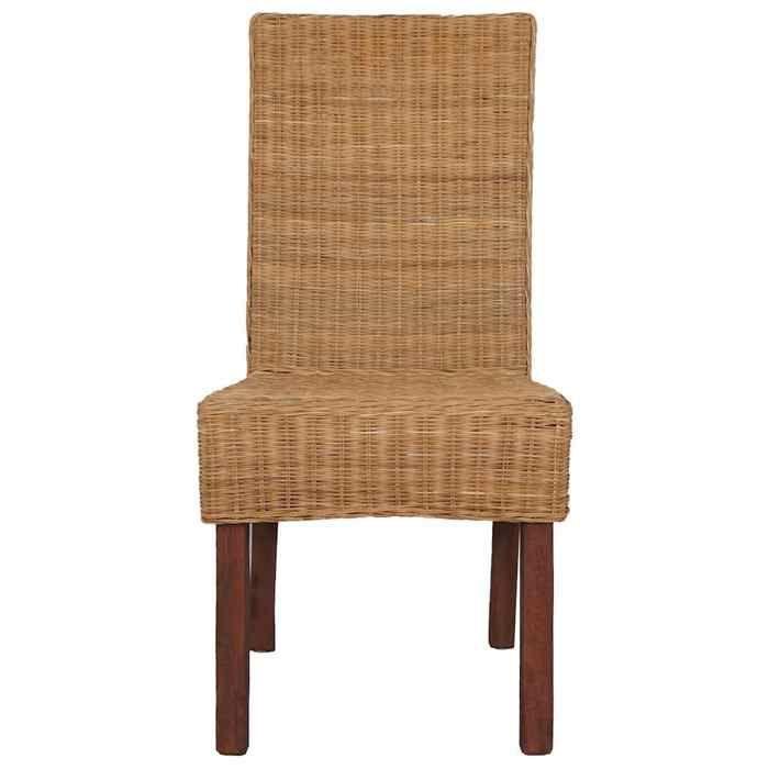Dining Chairs - vidaXL - Set of 6 - Natural Rattan - Solid Wood - Comfortable