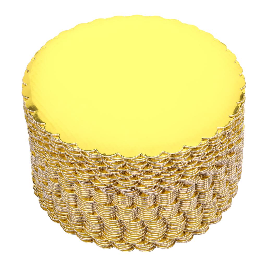 50Pcs Round Cake Base Board 8/10 Inch Corrugated Paper Gold Cake Circle Board Reusable Dessert Display Base Plate for Dessert