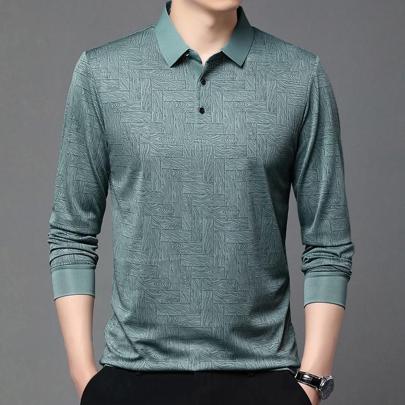 Men S Long Sleeve Polo Shirt Casual Loose Fit Breathable Top For Autumn