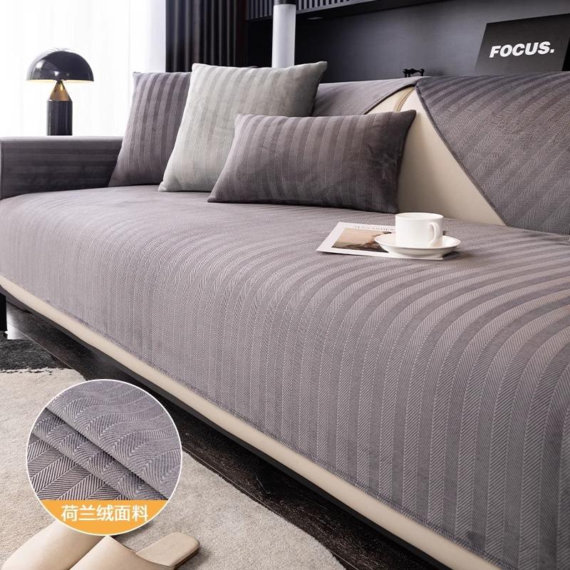 Sofa Cover Chenille Anti Cat Scratch No Pilling Solid Color Universal for All Seasons Sofa Covers for Living Room