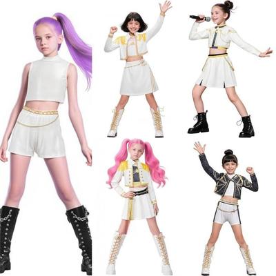Mädchen K-POP Super Star Party Cosplay Kostüm Kinder Sängerin Rumi Mira Zoey Schule Bühnenshow Verkleidung Outfit