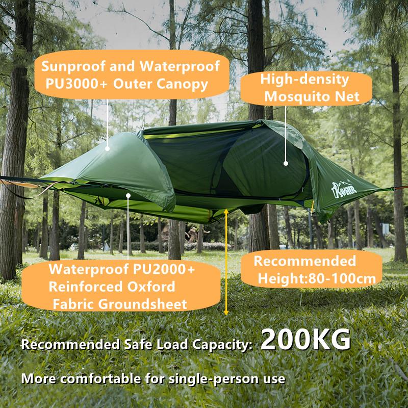 Tree Hanging Tent 2-in-1 Air & Ground Shelter, Large Space Outdoor Portable Camping Tent, Waterproof Windproof Mosquito Proof