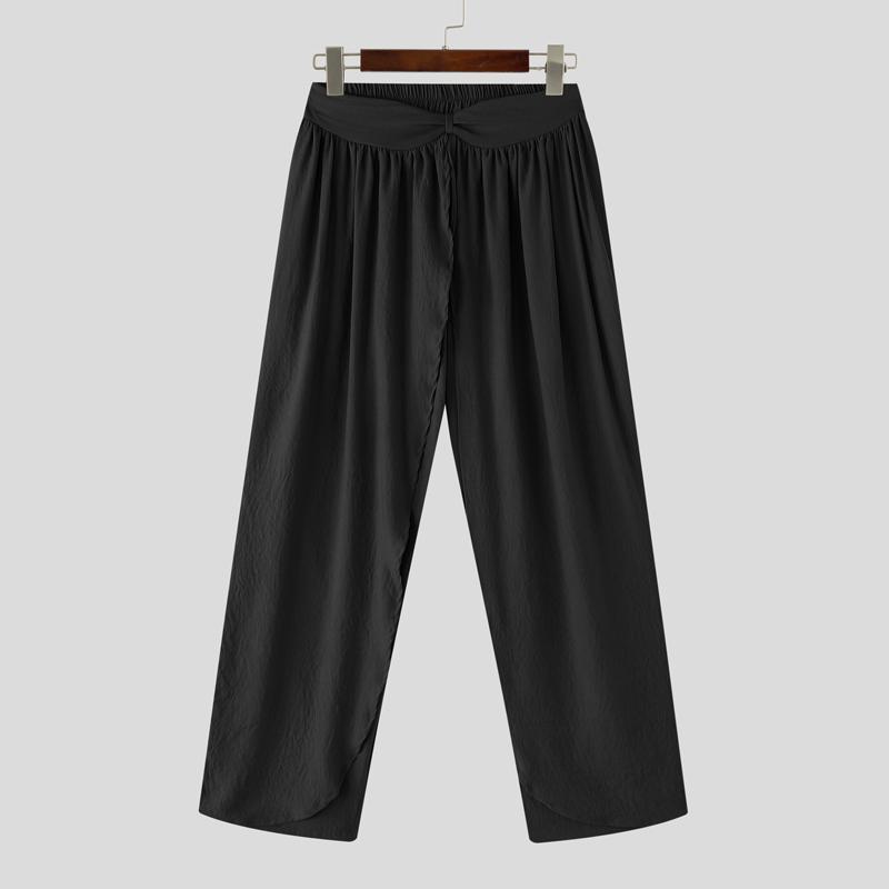 

INCERUN Мужские брюки с закрученной эластичной талией, многослойные, повседневные, длинные, с широкими штанинами 5XL