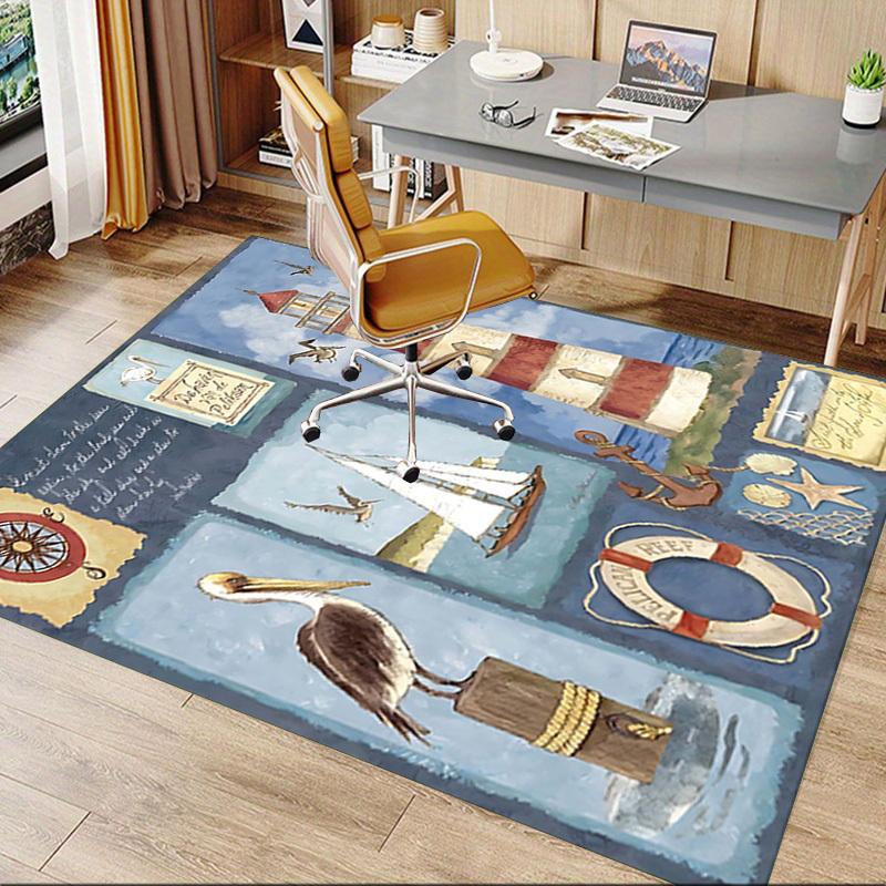 1PC Lighthouse Sailboat Anti-slip carpet, suitable for Office, bedroomand playrooms. It can also be used as a sofa footrest cover-W64