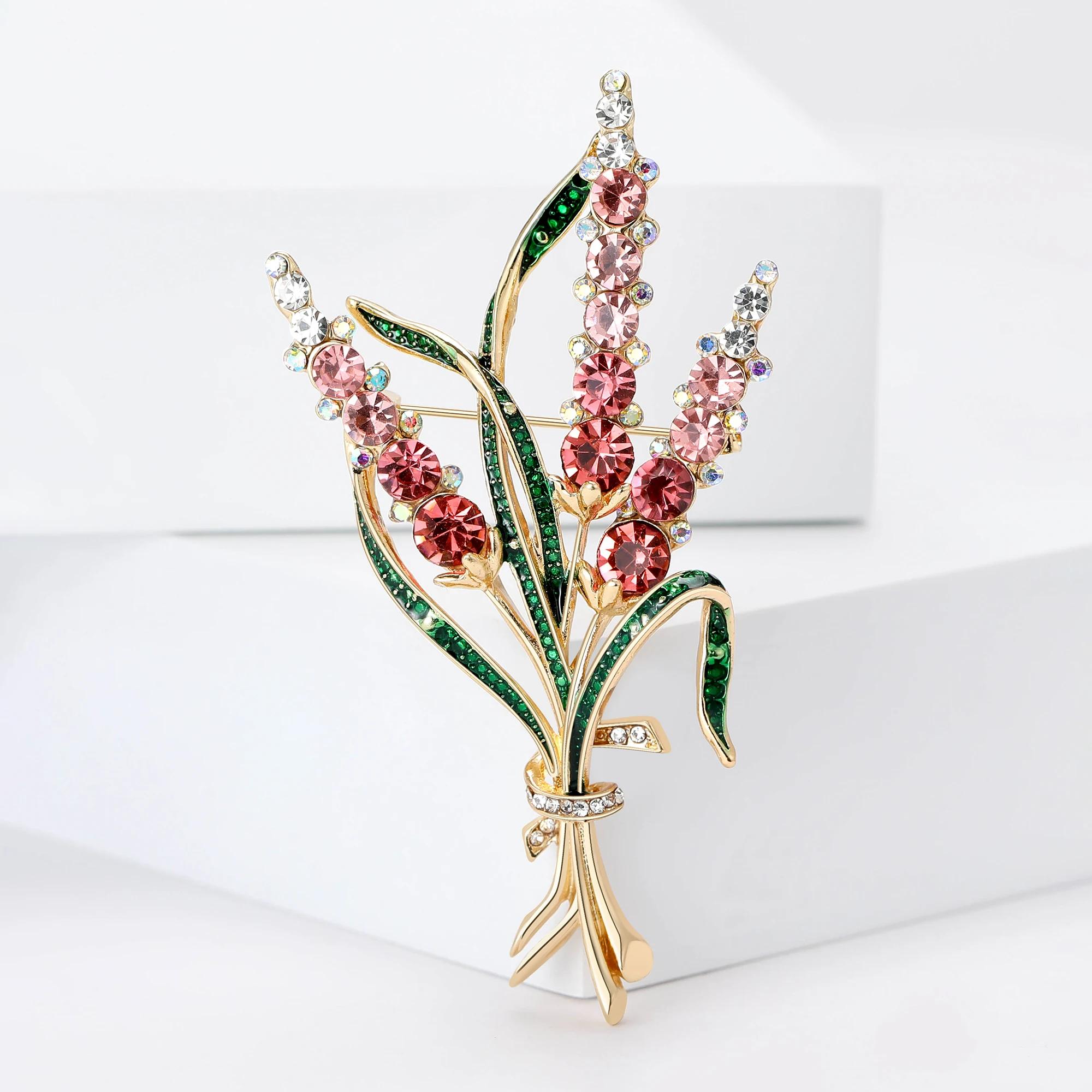 

Rhinestone Three-headed Wheat Ear Brooch for Women Unisex Enamel Botanical Pins Banquet Party Backpack Gifts Jewelry Accessories MULTI