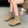 Fashion Women's Ankle Boots Elegant Solid Suede Back Zip Female Shoes Thick Low Heel Bottines Femmes Autumn Casual Short Botines Shoes