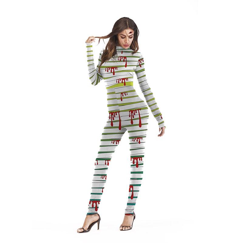 Women Halloween Scary Skull Skeleton Jumpsuit For Ghosts Festival Cosplay