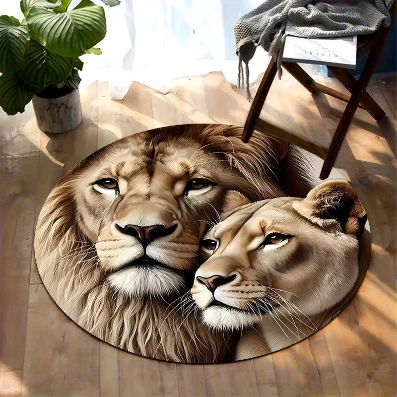 

Lion King Companion Theme Flannel-printed round floor mats are slip-resistant Suitable for living bedroom terrace garden carpets 60cm