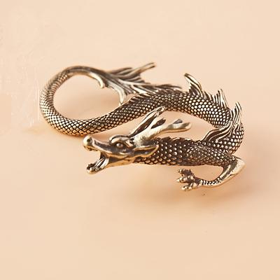 Lucky Brass Dragon Statue - Versatile Home and Office Decor for Bookshelf or Tabletop Display