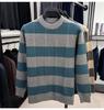 Men's Winter Striped Jacquard Crew Neck Long Sleeve Casual Knit Sweater