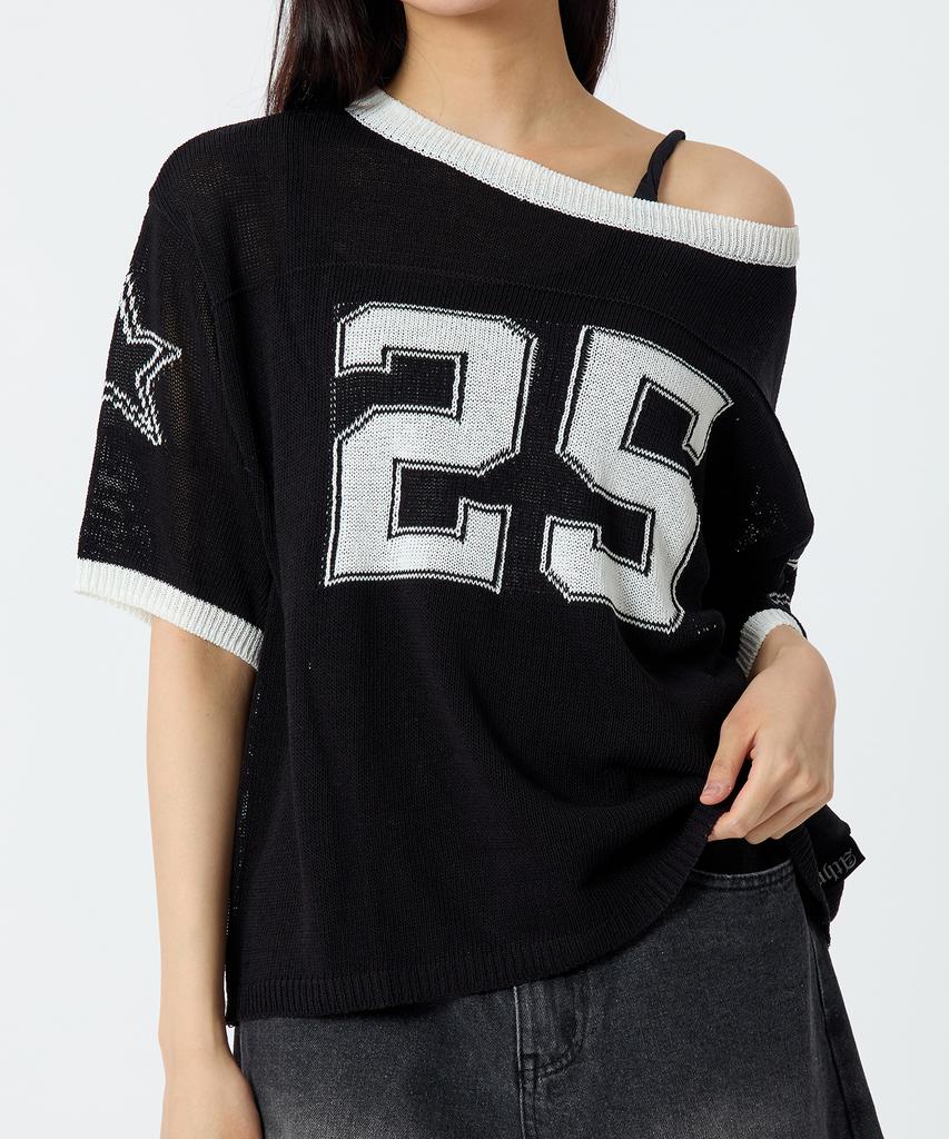 ANDTHEOTHER Oversized Round Neck Short Sleeve Knit Black