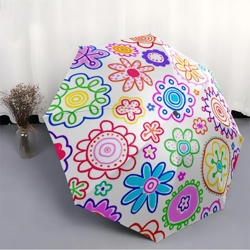 1 Stück Floral Mandala Automatisches Öffnen/Schließen Faltbarer Regenschirm mit 8 Speichen, Winddichter Tragbarer Sonnenschirm Urlaubsgeschenk yy260401046