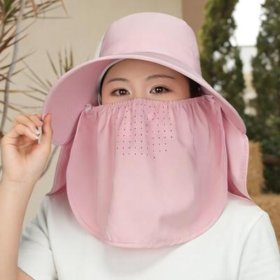 Adjustable Sunshade Shawl Cap Face Cover Picking Tea Hat Sun Hat Shawl Mask Hat  Women