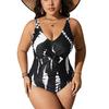 2024 Übergröße Schwarz & Weiß Schlankmachender Einteiliger Bikini für Damen