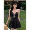 European Summer New Bow Decoration Fashion Tube Top Sleeveless Off-the-shoulder Mini Dress Women
