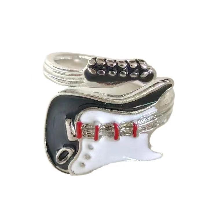 Artistic Adjustable Drip Oil Guitar Ring for Men  Women