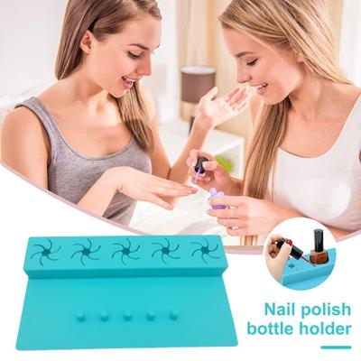 Silikon Nagellackshållare Stativ Anti-Spill Organizer 5 Slot 2 i 1 Nail Art Tillbehör Manikyr Handstöd Arbetsstation för manikyr Pedikyr