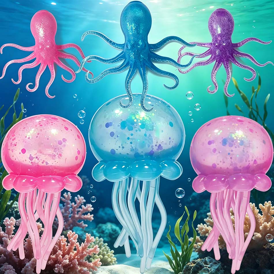 Giocattolo Morbido Nee Doh Medusa & Cubo, Morbido Gelatina da Spremere Antistress Fidget Toy, Sensoriale NeeDoh per Bambini e Adulti