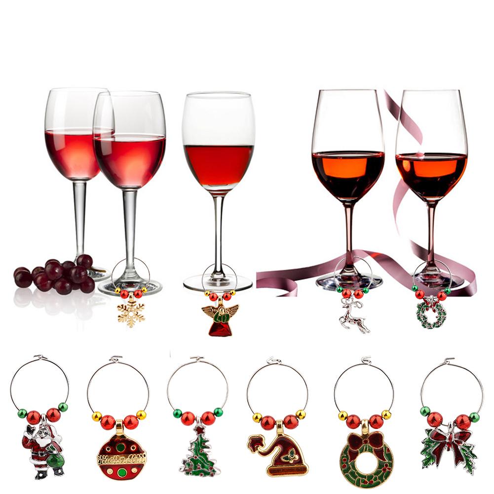 12pcs Xmas Wine Glass Markers Charms Drink Tags Identifiers for Party Dinner Decoration