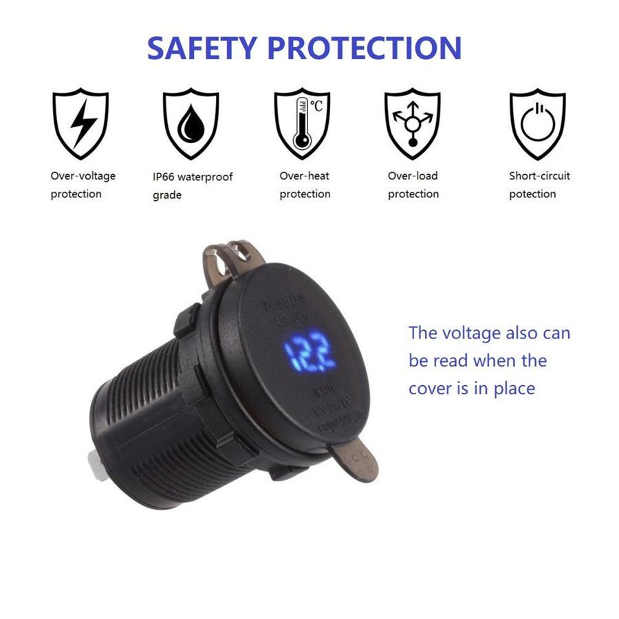 2USB Motorbike Charger Socket Digital LED Voltmeter+Relay For Kawasaki Versys650