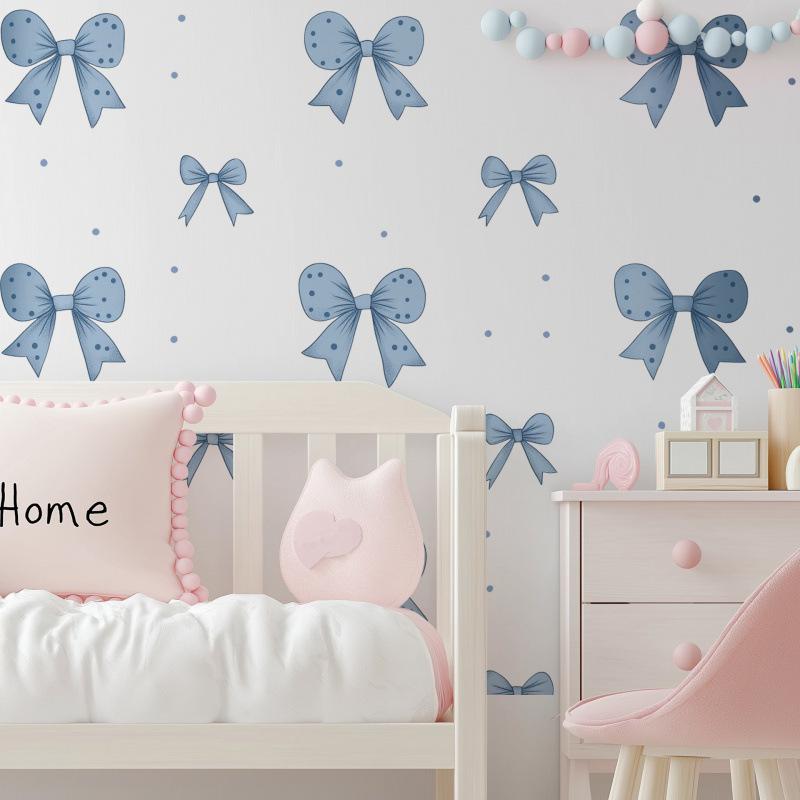 Elegant Blue Bow Wall Stickers Boho Bowknot Bedroom Decorative Wall Stickers Love Heart Bow Fridge Stickers DIY Home Decoration