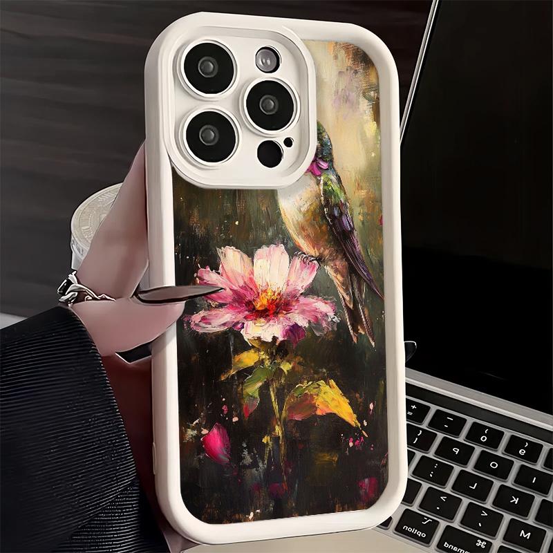 Phone Case for iPhone 17 Air 16E 15 16 Pro Max Bird Oil Painting Style Cover 14 Plus 13 12 Mini Soft Shell Silicone Fundas